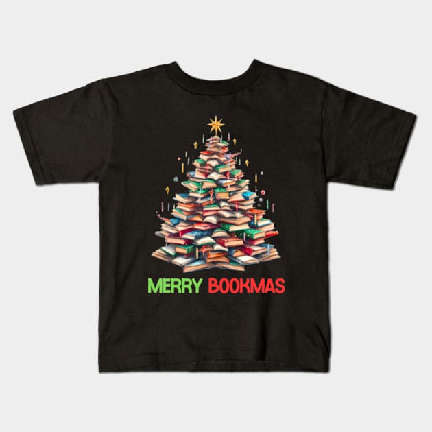 Merry Bookmas Tree Kids T-Shirt by WebStarCreative